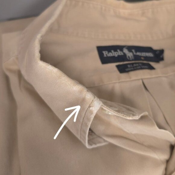 RALPH LAUREN Men's Shirt BLAKE Size XL Vintage SINGAPORE MADE Cotton Tan Brown - Picture 9 of 9